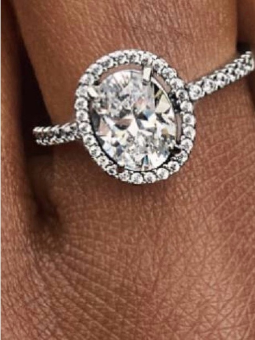 Pandora Authentic Oval Sparkling 925 Sterling Silver Statement Ring Sz 8.5 - Picture 4 of 9